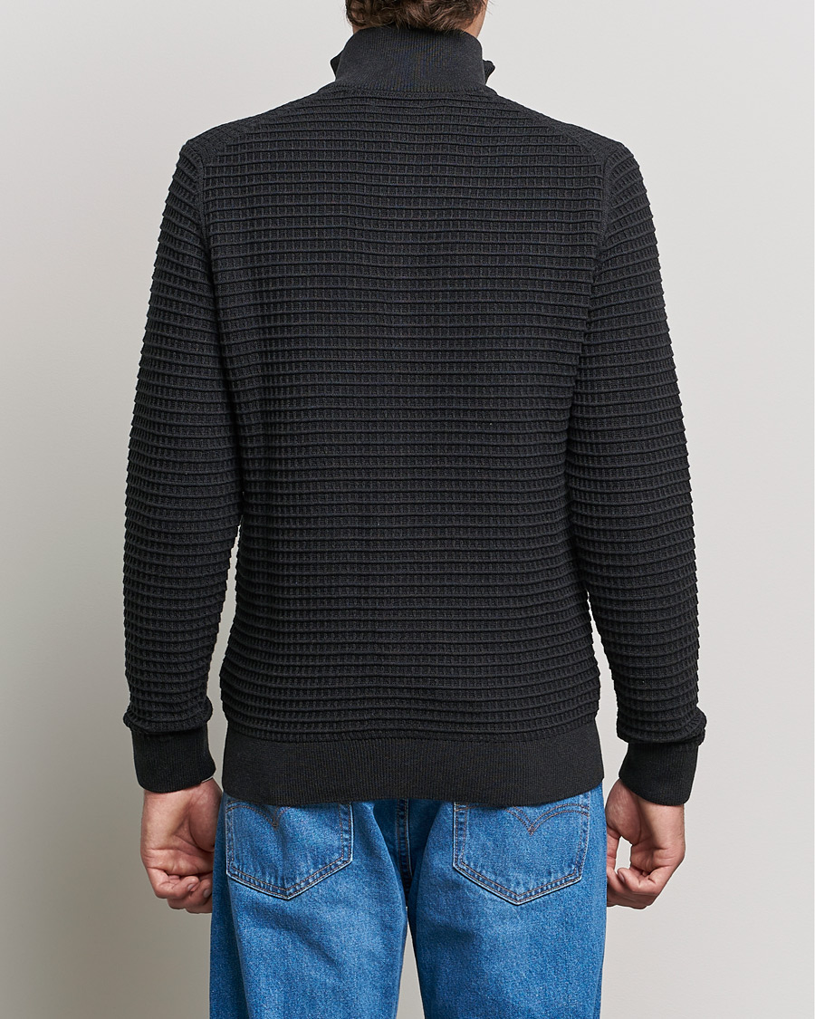 Mies | Puserot | GANT | Cotton Texture Full Zip Dark Charcoal Melange
