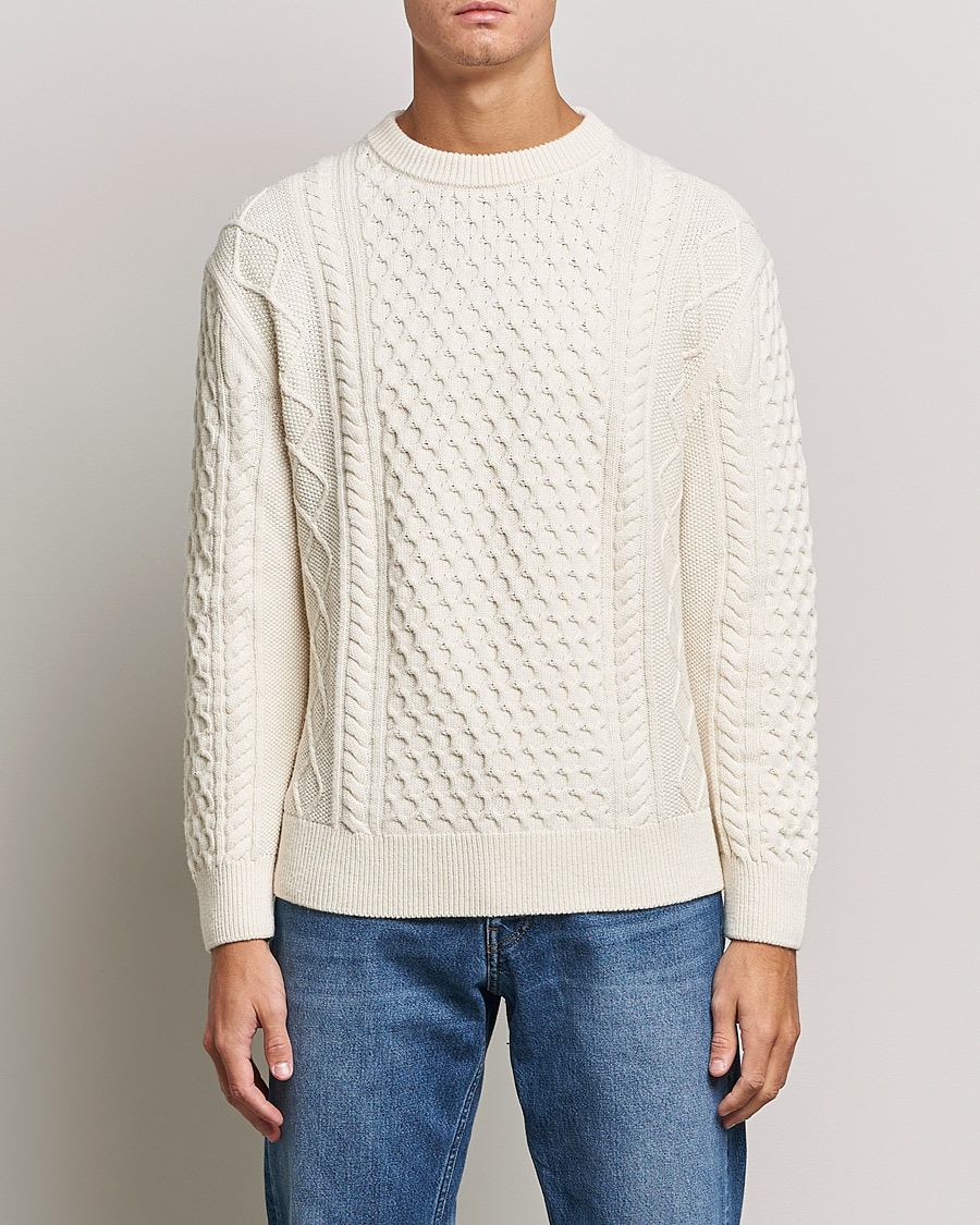 Mies |  | GANT | Aran Structured Knitted Sweater Cream