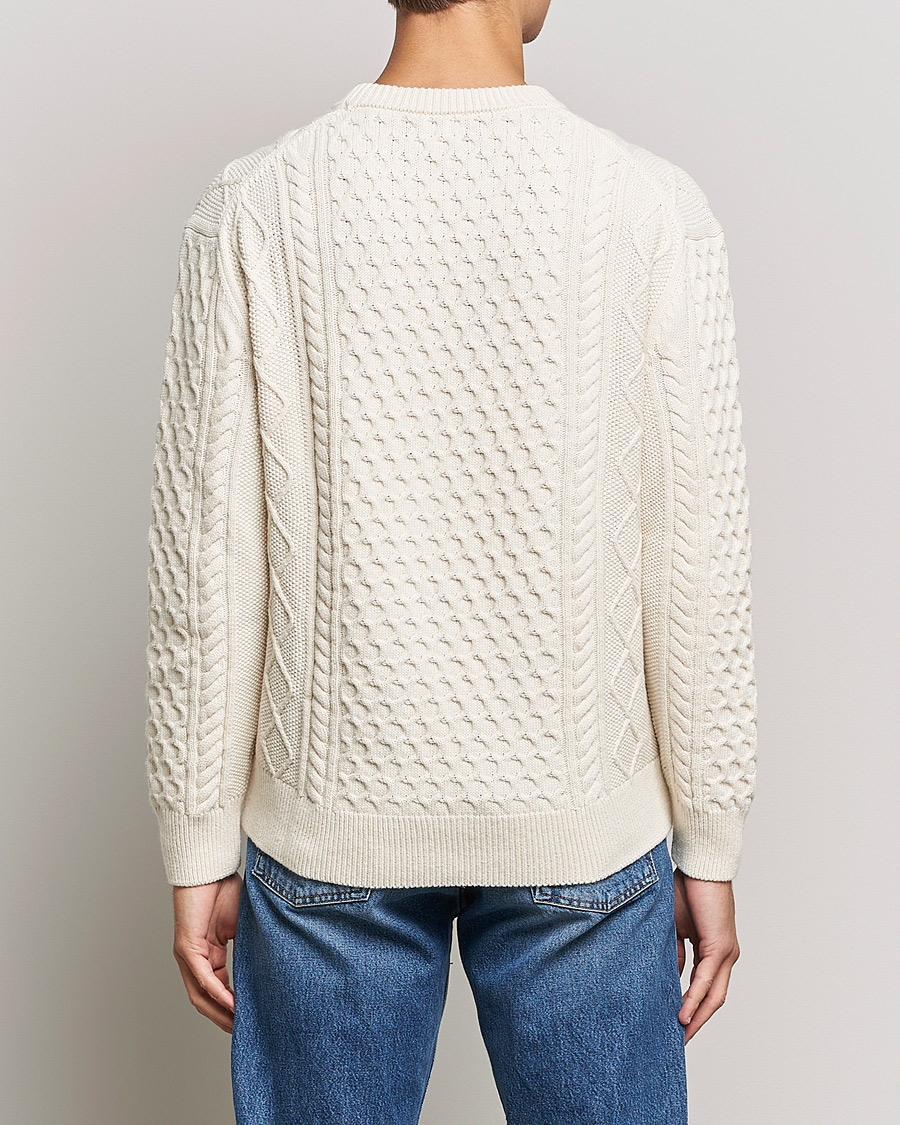 Mies | Puserot | GANT | Aran Structured Knitted Sweater Cream