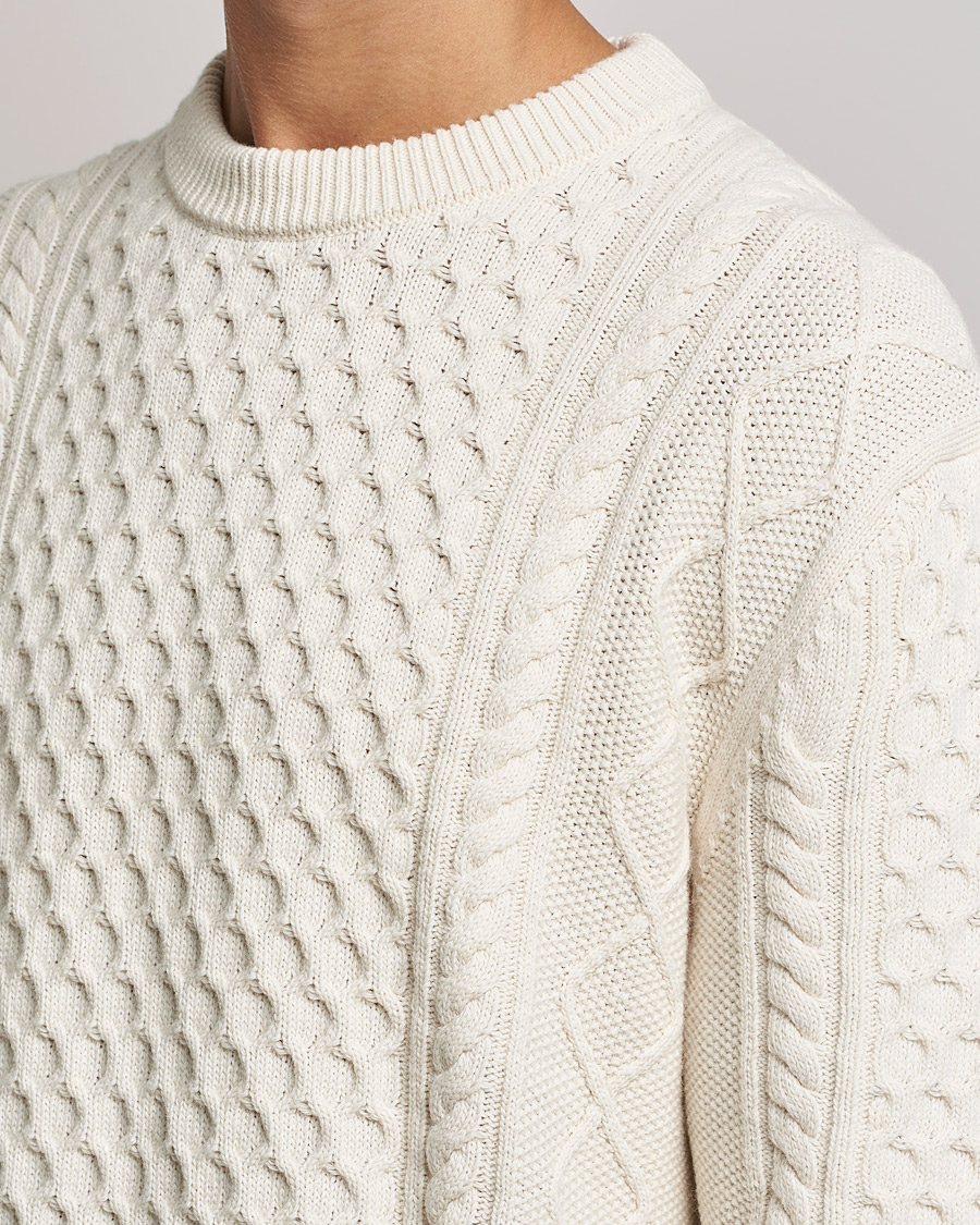 Mies | Puserot | GANT | Aran Structured Knitted Sweater Cream