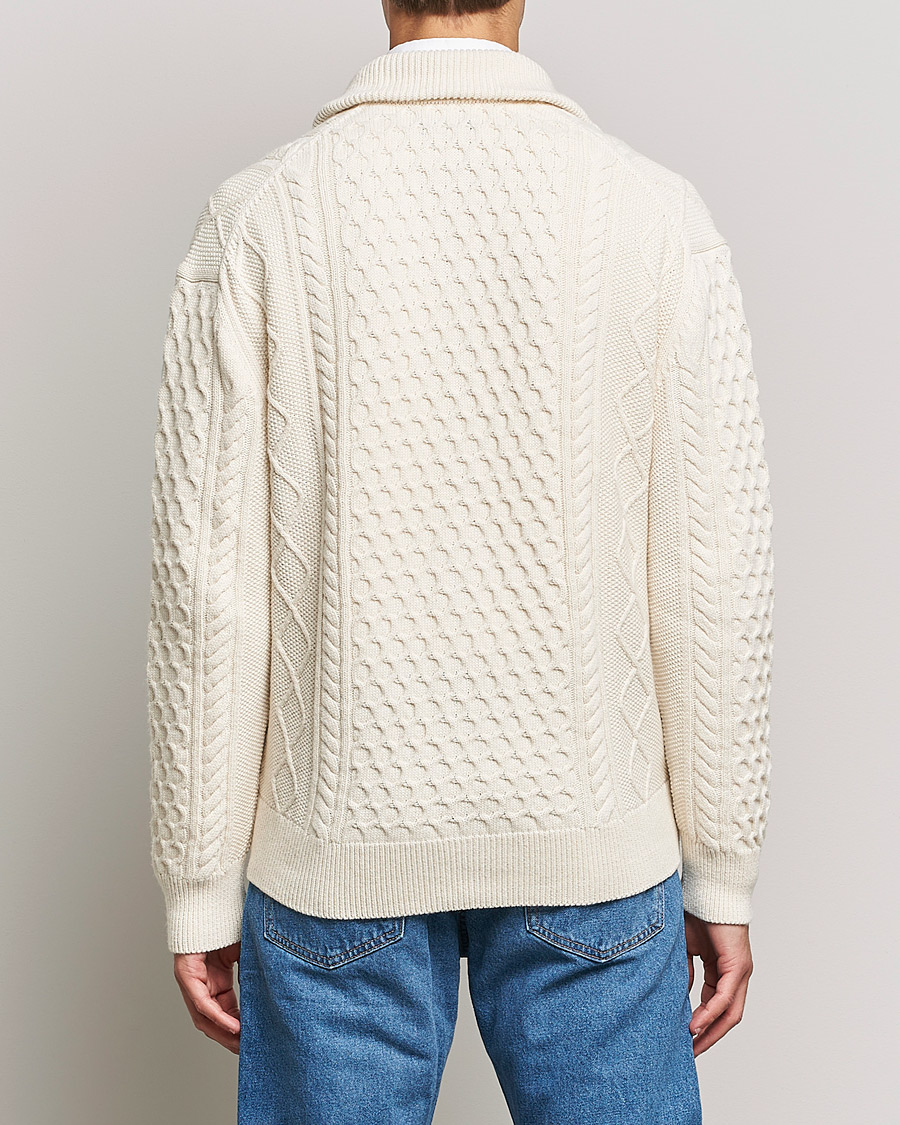 Mies | Puserot | Gant | Aran Structured Full Zip Cream