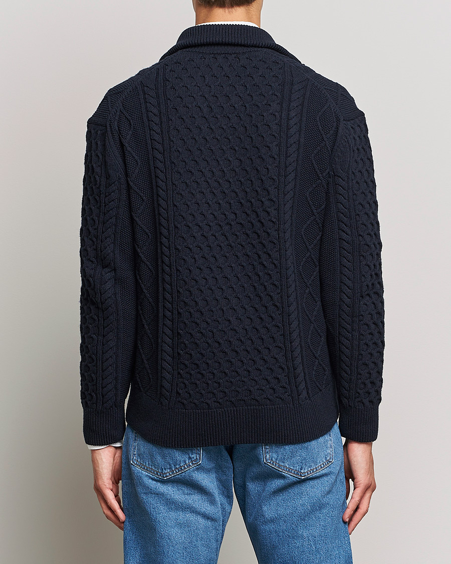 Mies | Puserot | GANT | Aran Structured Full Zip Evening Blue