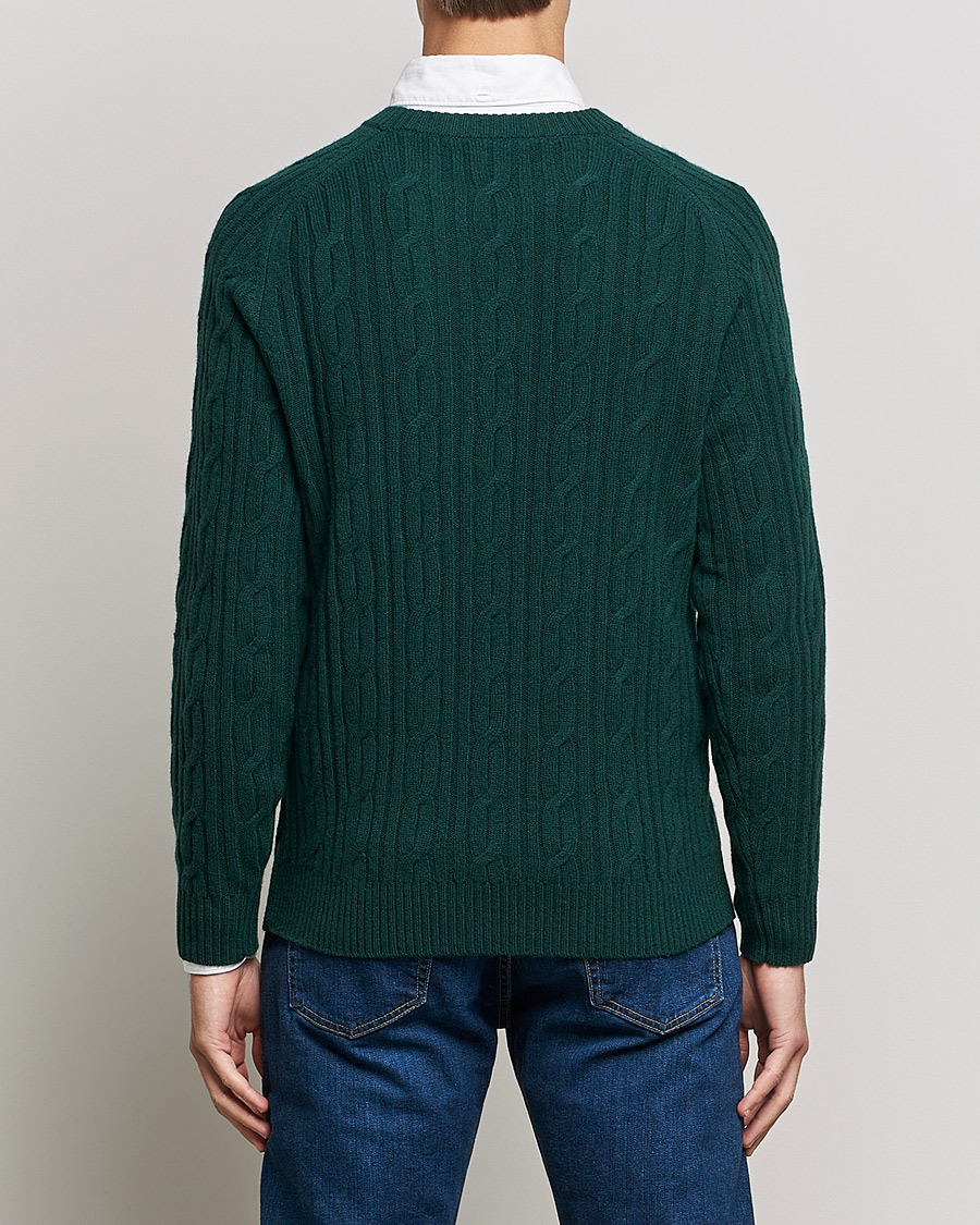 Mies | Puserot | GANT | Lambswool Cable Crew Neck Pullover Tartan Green
