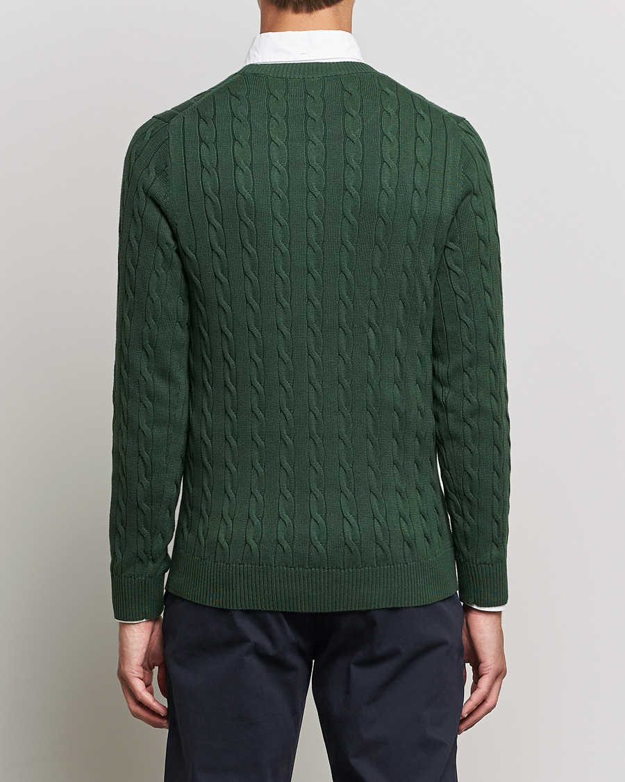 Mies | Puserot | GANT | Cotton Cable Crew Neck Pullover Storm Green