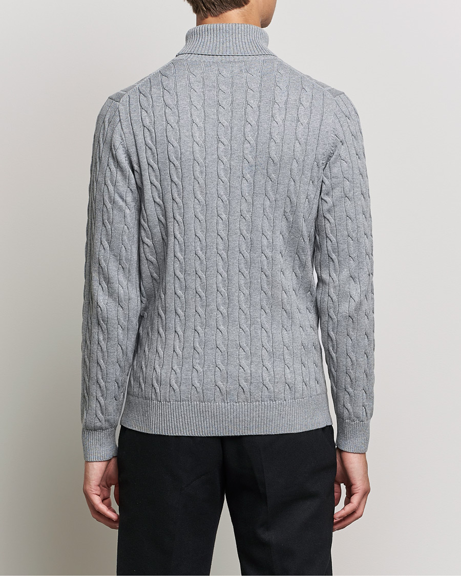 Mies | Puserot | GANT | Cotton Cable Turtleneck Grey Melange