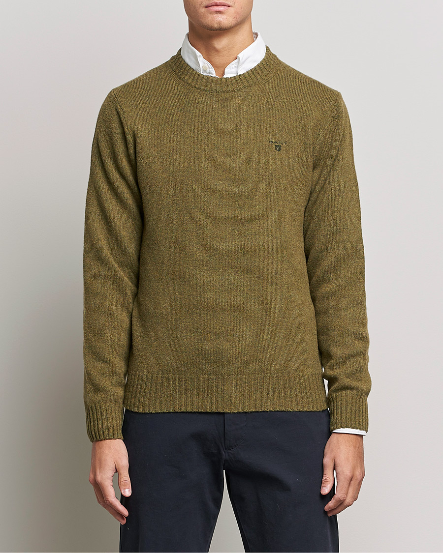 Mies |  | GANT | Brushed Wool Crew Neck Sweater Army Green
