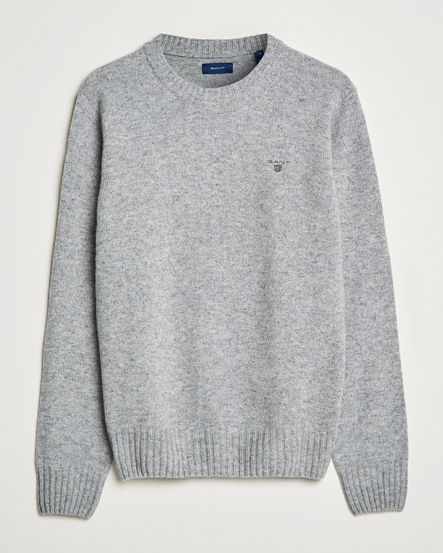Miehet |  | GANT | Brushed Wool Crew Neck Sweater Grey Melange