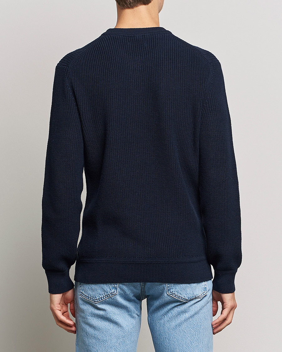 Mies | Puserot | GANT | Cotton/Wool Ribbed Sweater Evening Blue