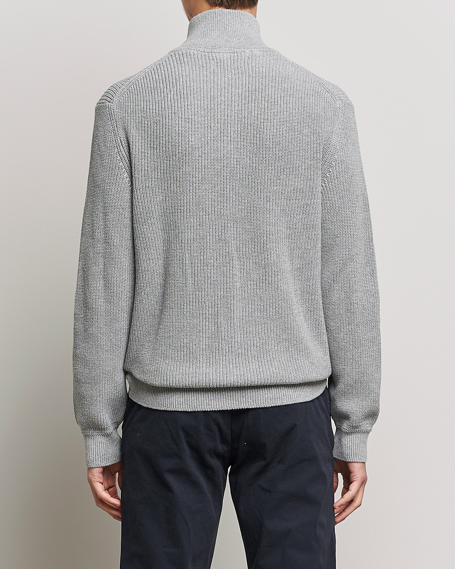 Mies | Puserot | GANT | Cotton/Wool Ribbed Half Zip Sweater Grey Melange