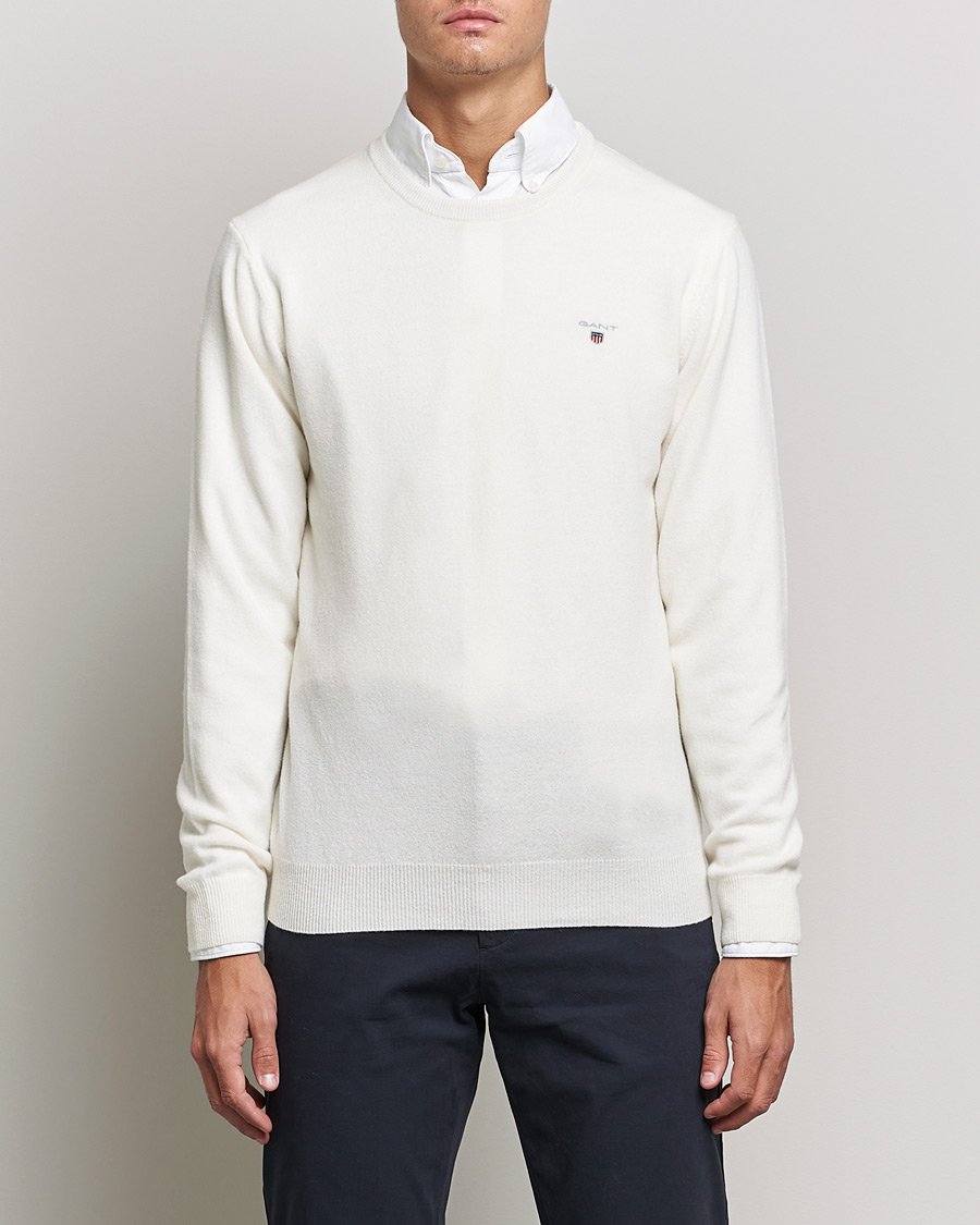 Mies | Puserot | GANT | Lambswool Crew Neck Pullover Cream