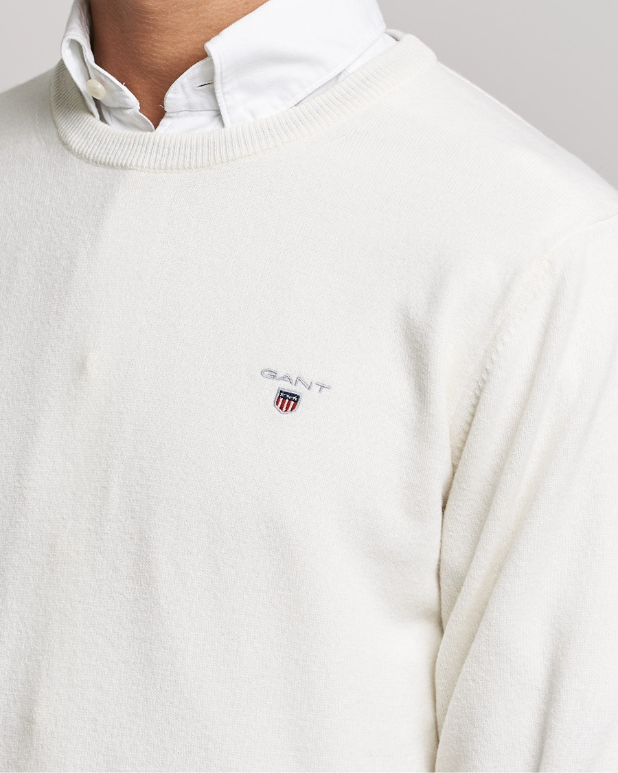Mies | Puserot | GANT | Lambswool Crew Neck Pullover Cream