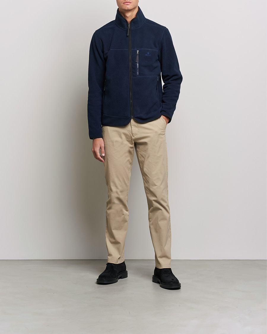 Mies | Puserot | GANT | Sherpa Fleece Full Zip Evening Blue