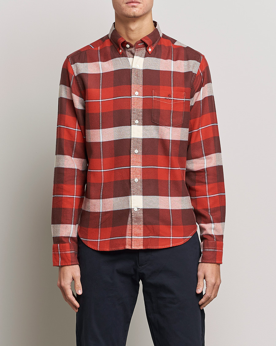 Mies |  | GANT | Regular Fit Flannel Block Checked Shirt Spice Red