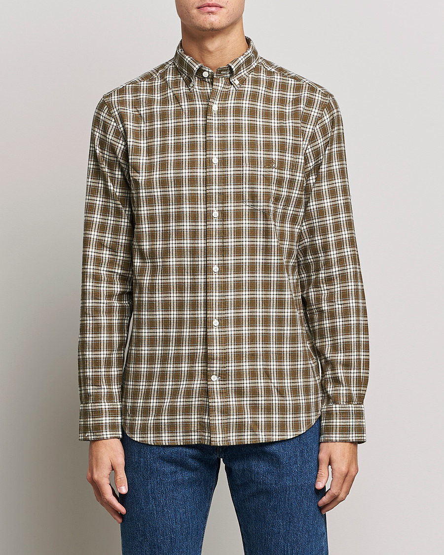 Mies | Kauluspaidat | GANT | Regular Fit Flannel Checked Shirt Army Green