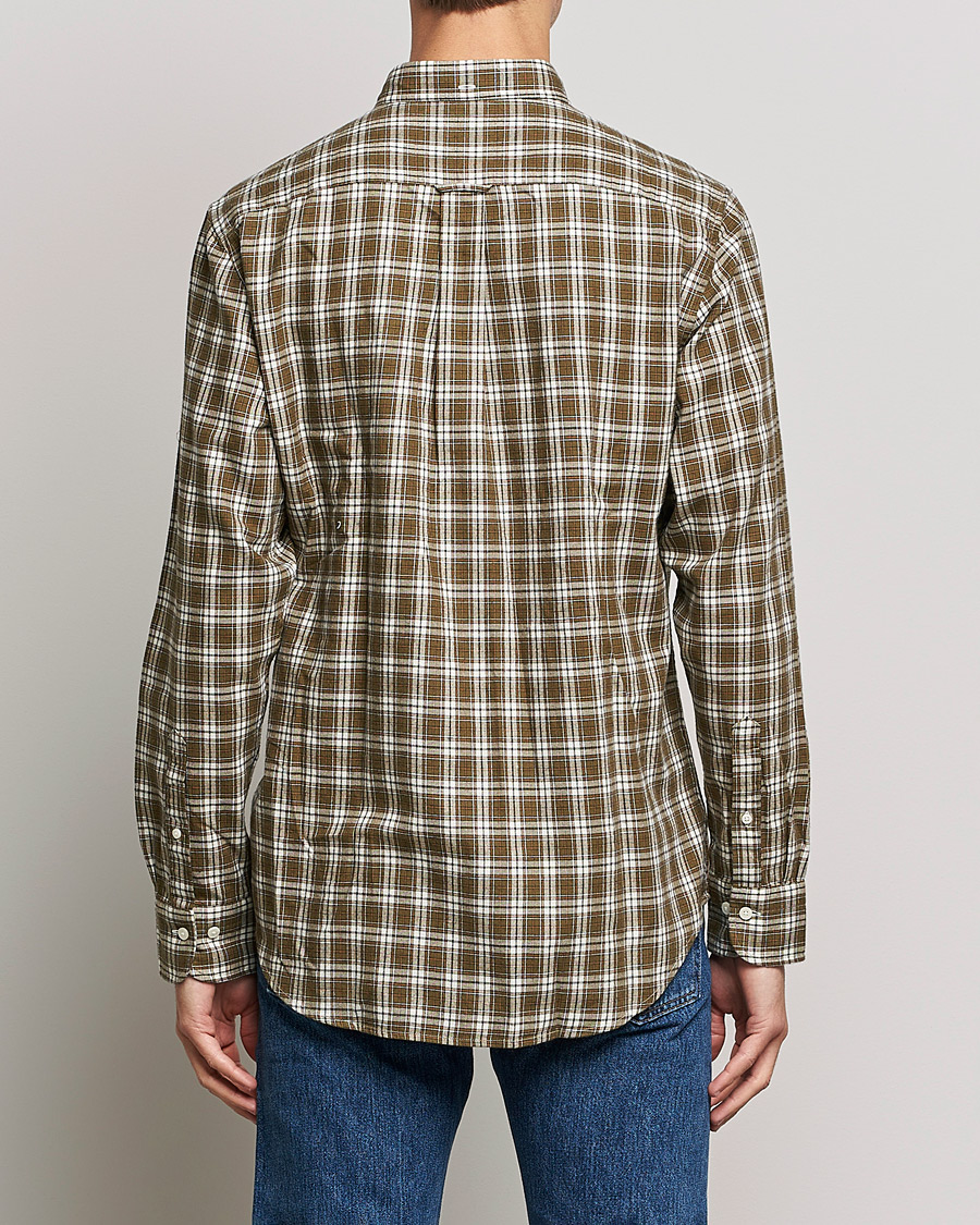 Mies | Kauluspaidat | GANT | Regular Fit Flannel Checked Shirt Army Green