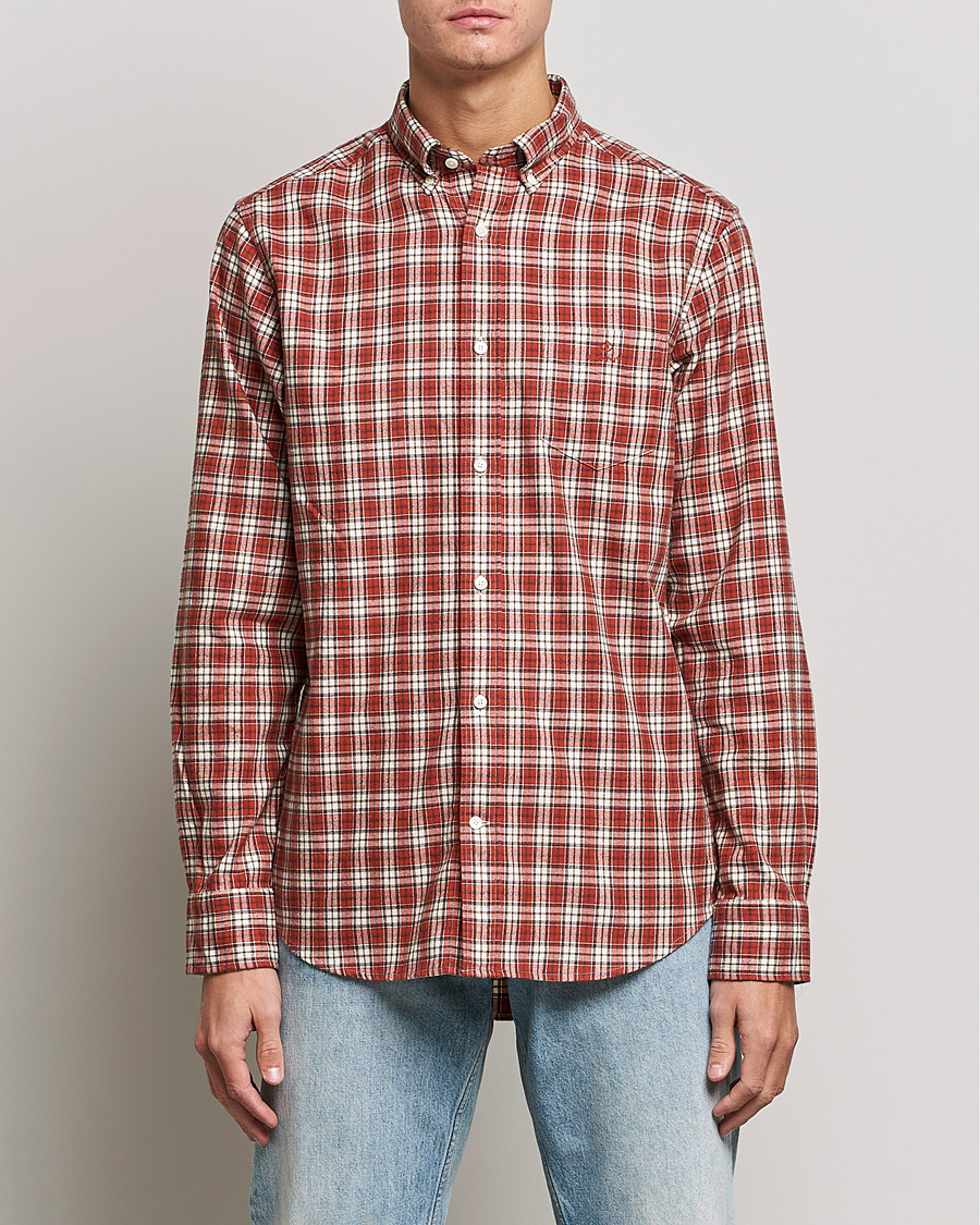 Mies | Alennusmyynti vaatteet | GANT | Regular Fit Flannel Checked Shirt Spice Red