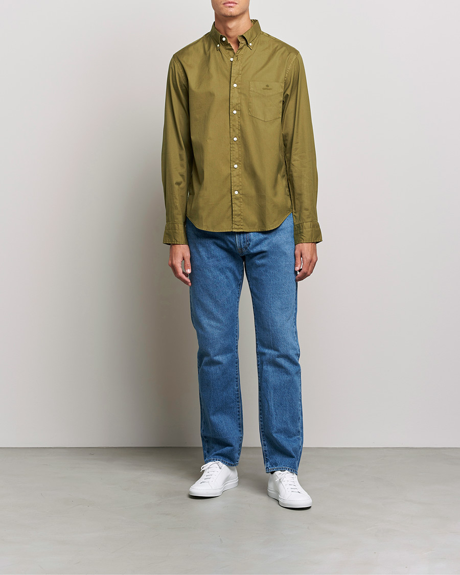 Mies | Kauluspaidat | GANT | Regular Fit Garment Dyed Oxford Shirt Hunter Green