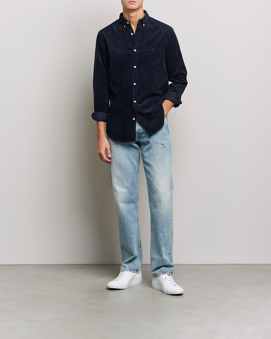 Mies | Kauluspaidat | GANT | Regular Fit Corduroy Shirt Evening Blue