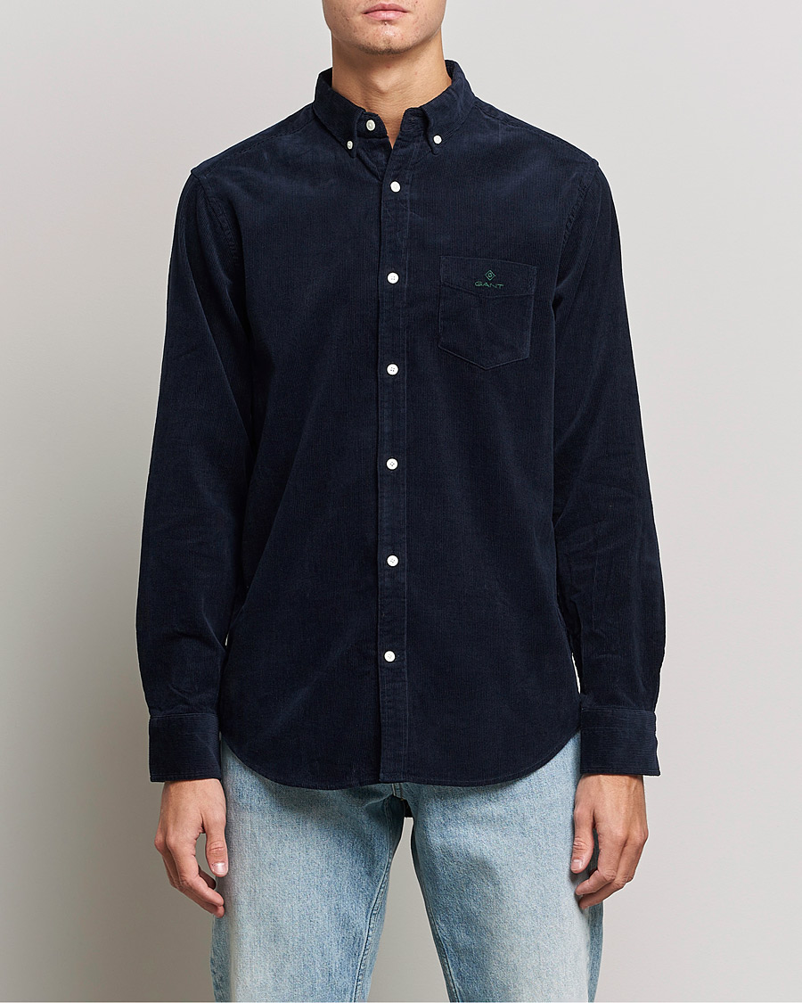 Mies | Vakosamettipaidat | GANT | Regular Fit Corduroy Shirt Evening Blue