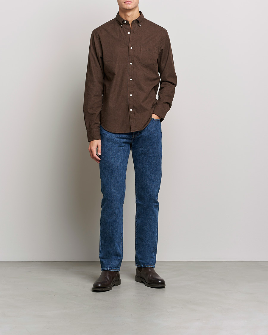 Mies | Kauluspaidat | GANT | Regular Fit Flannel Shirt Rich Brown