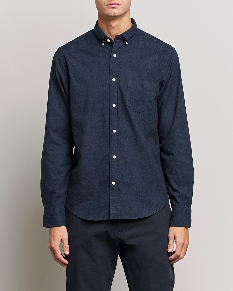 Mies | Flanellipaidat | GANT | Regular Fit Flannel Shirt Evening Blue