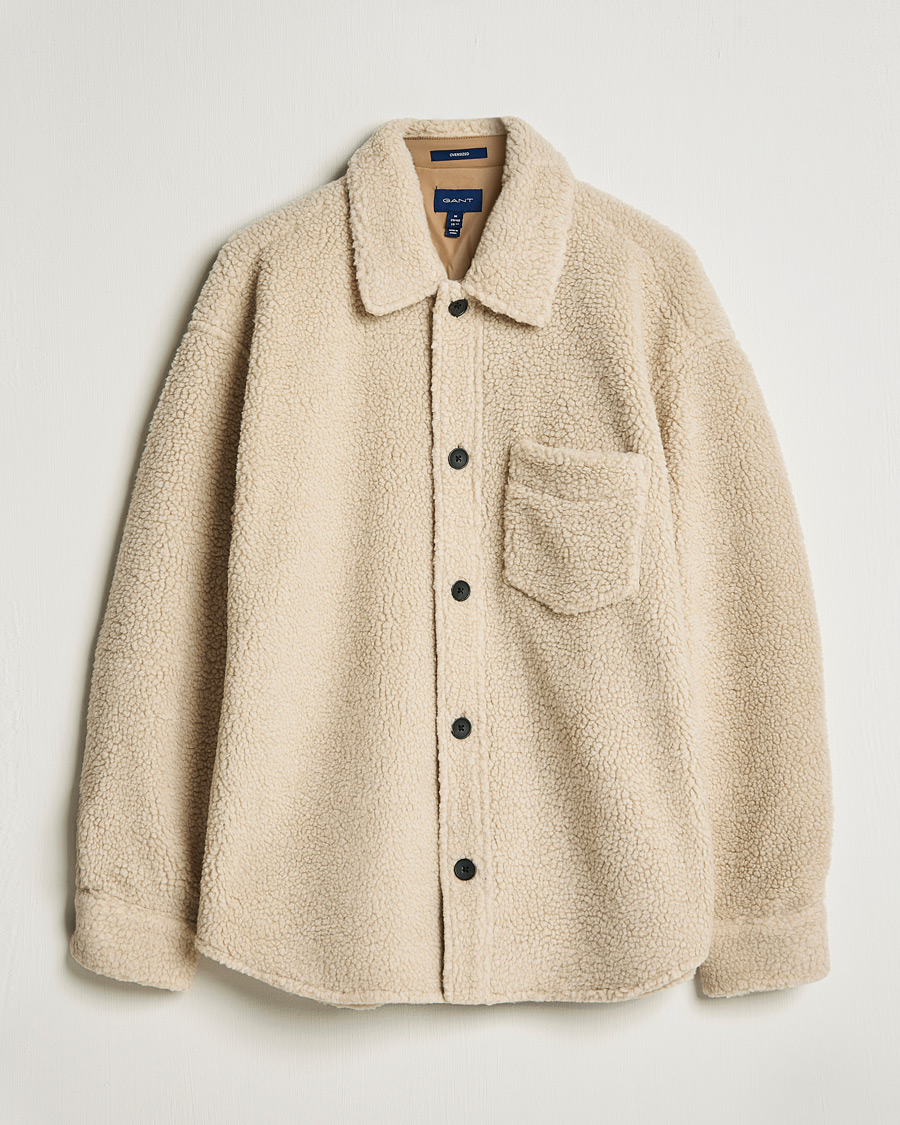 Mies | Kauluspaidat | GANT | Sherpa Fleece Overshirt Putty