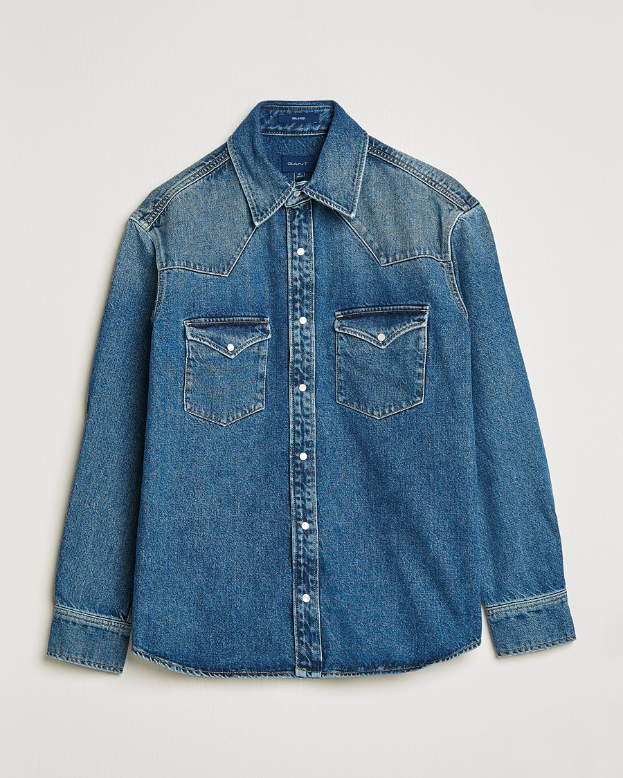 Miehet |  | GANT | Western Denim Shirt Vintageg Blue