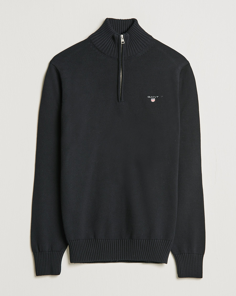 Mies | Puserot | GANT | Cotton Half Zip Black