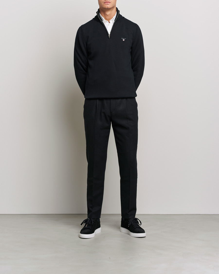 Mies | Puserot | GANT | Cotton Half Zip Black