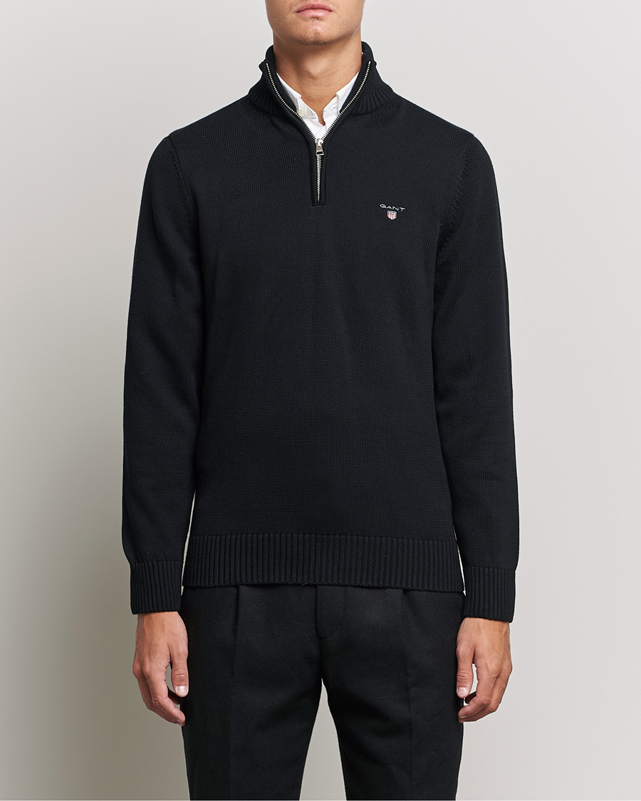 Mies | Puserot | GANT | Cotton Half Zip Black