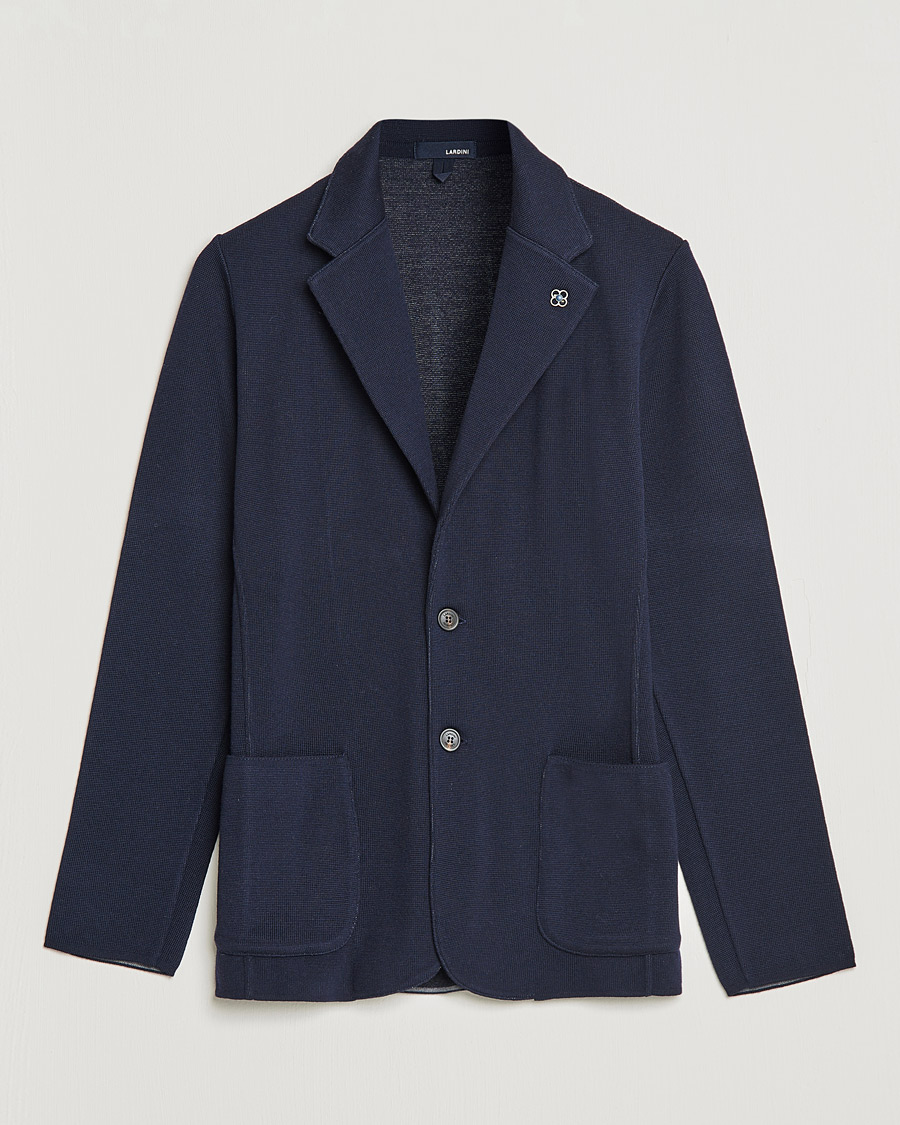 Mies | Pikkutakit | Lardini | Knitted Wool Blazer Navy