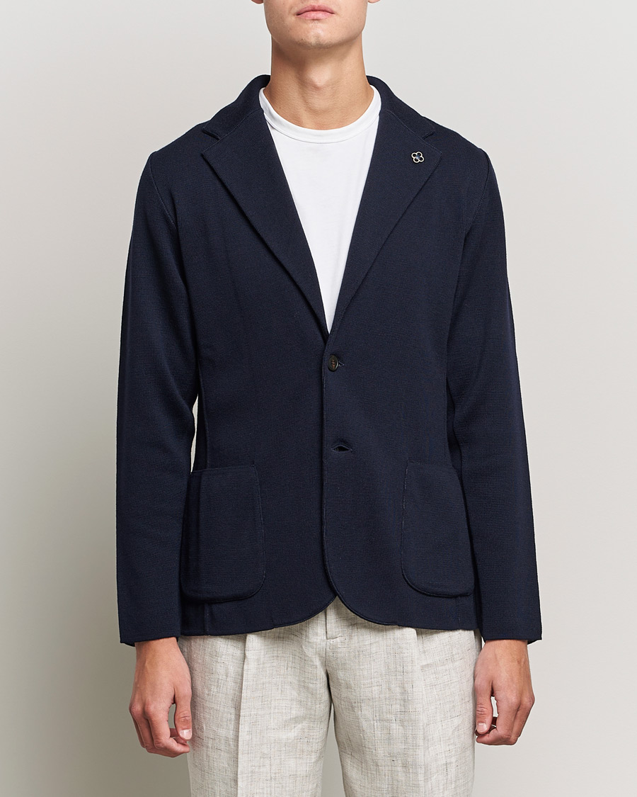 Mies | Pikkutakit | Lardini | Knitted Wool Blazer Navy