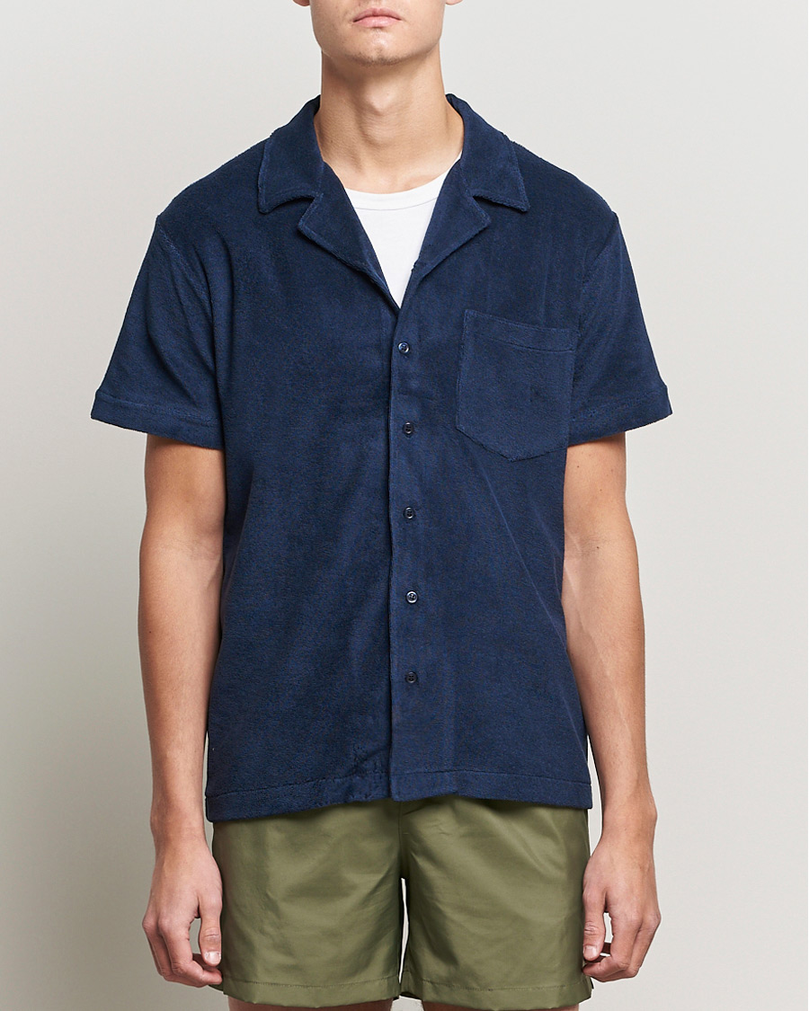 Mies | Kauluspaidat | The Resort Co | Short Sleeve Terry Resort Shirt Navy