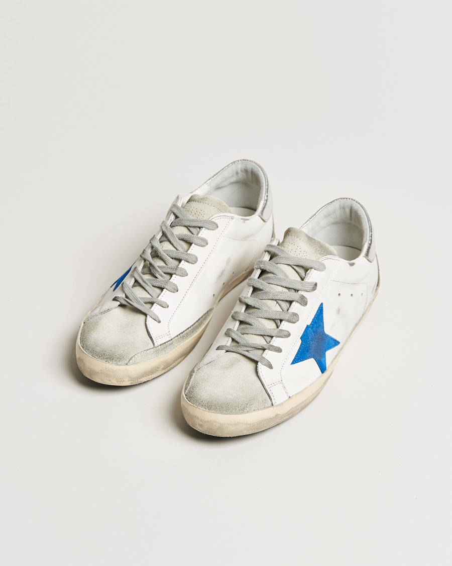 Mies | Golden Goose Deluxe Brand Super-Star Sneakers White/Electric Blue | Golden Goose | Deluxe Brand Super-Star Sneakers White/Electric Blue