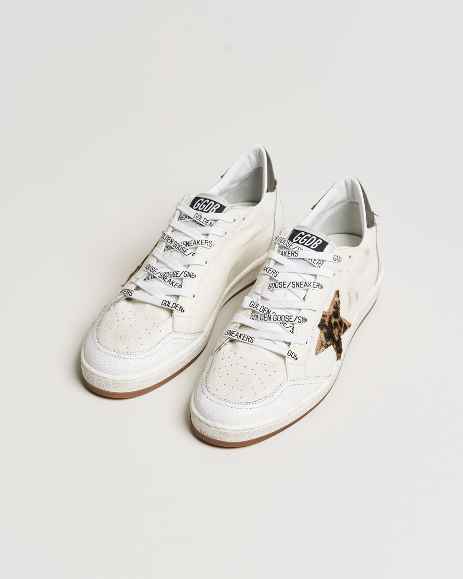 Mies | Matalavartiset tennarit | Golden Goose Deluxe Brand | Ball Star Sneakers White/Leopard