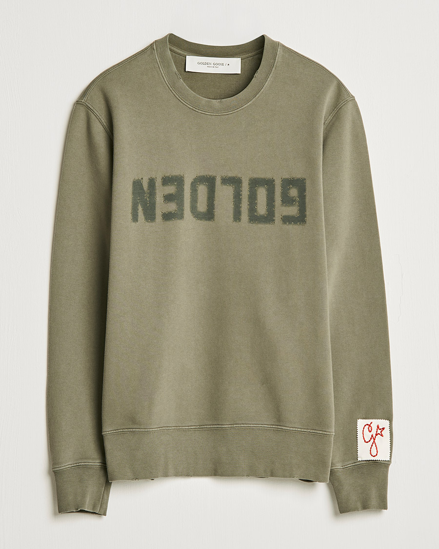 Mies | Puserot | Golden Goose | Deluxe Brand Distressed Cotton Sweatshirt Dusty Olive