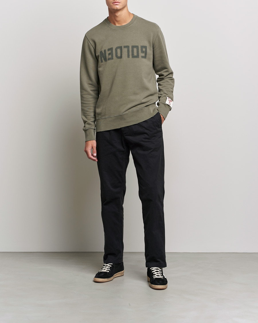 Mies | Puserot | Golden Goose | Deluxe Brand Distressed Cotton Sweatshirt Dusty Olive