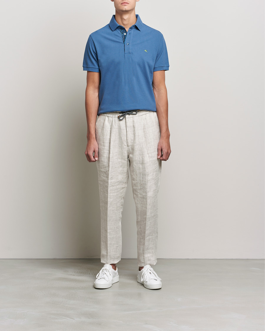 Mies | Etro | Etro | Short Sleeve Contrast Paisley Polo Blue