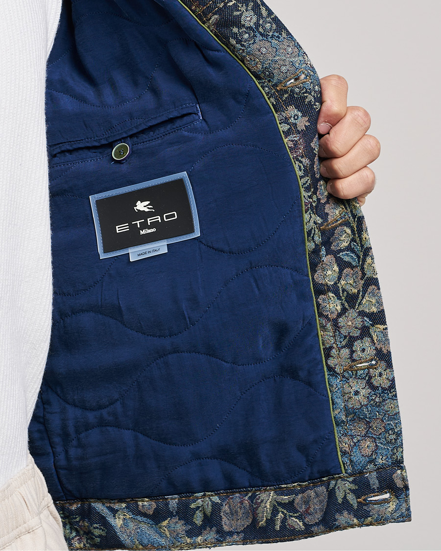 Mies | Takit | Etro | Embroidered Denim Jacket Dark Blue
