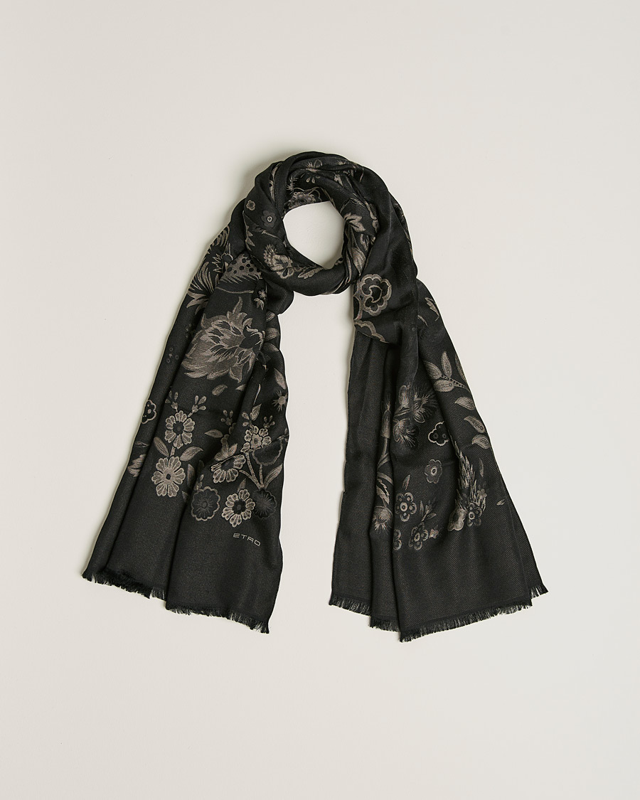 Mies | Etro Floral Jacquard Scarf Black | Etro | Floral Jacquard Scarf Black