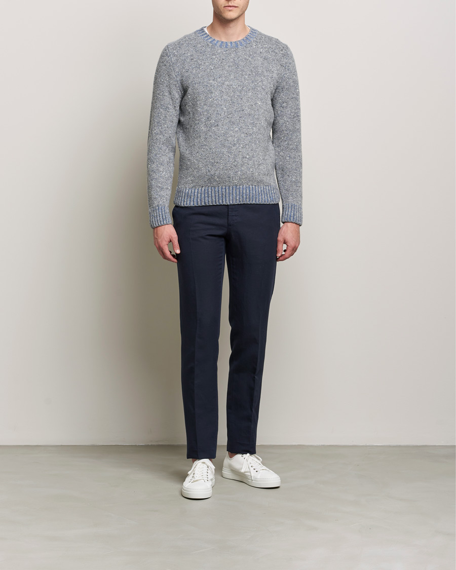 Mies | Puserot | Inis Meáin | Wool/Cashmere Crew Neck Grey/Blue