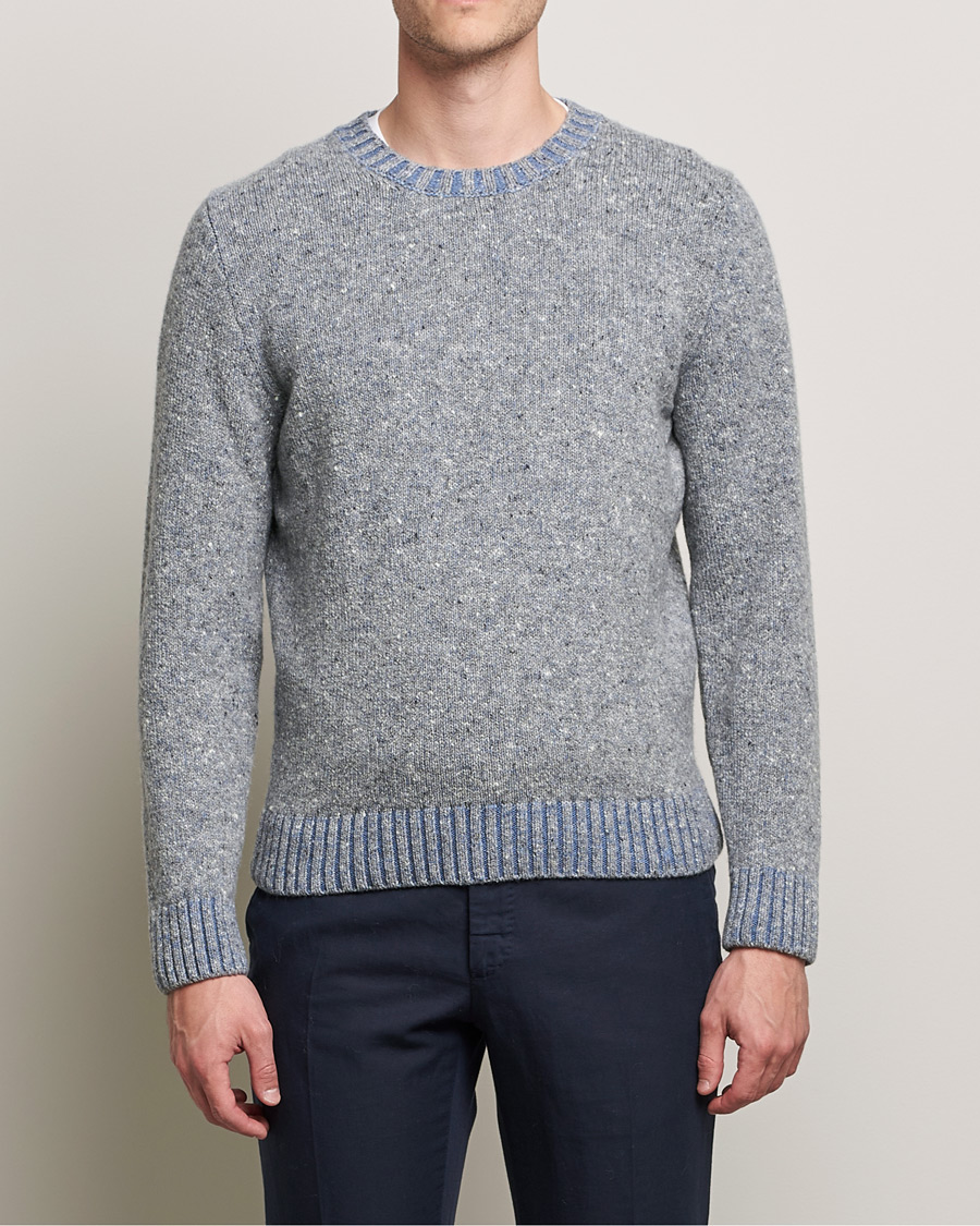 Mies | Puserot | Inis Meáin | Wool/Cashmere Crew Neck Grey/Blue