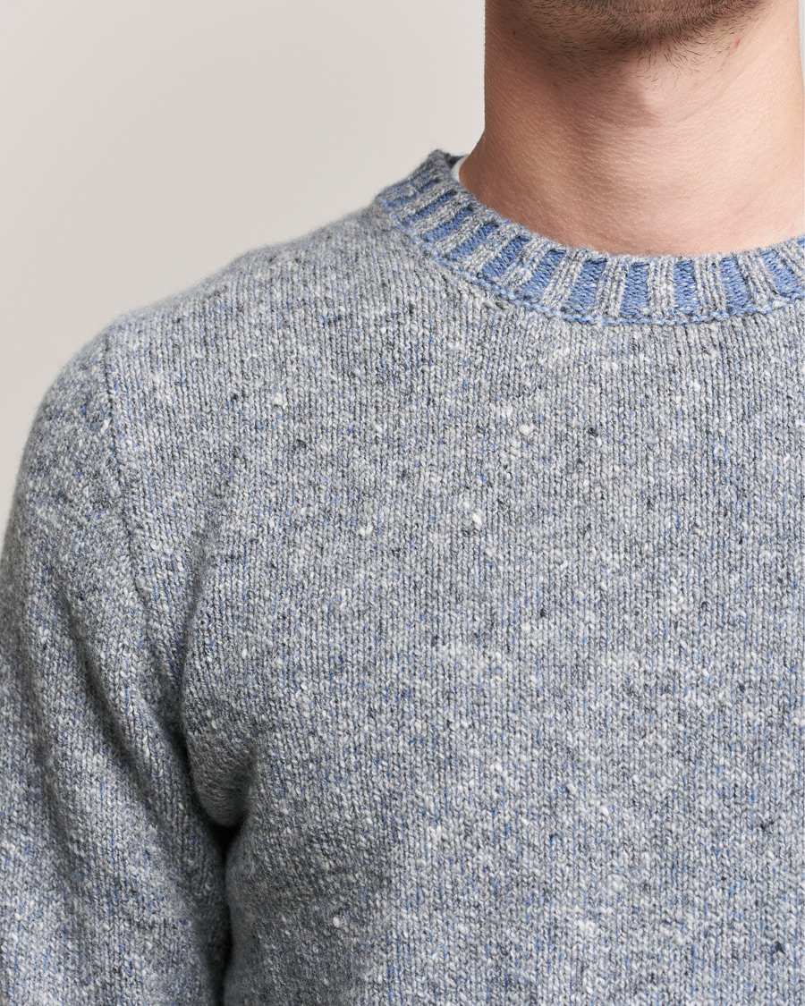 Mies | Puserot | Inis Meáin | Wool/Cashmere Crew Neck Grey/Blue