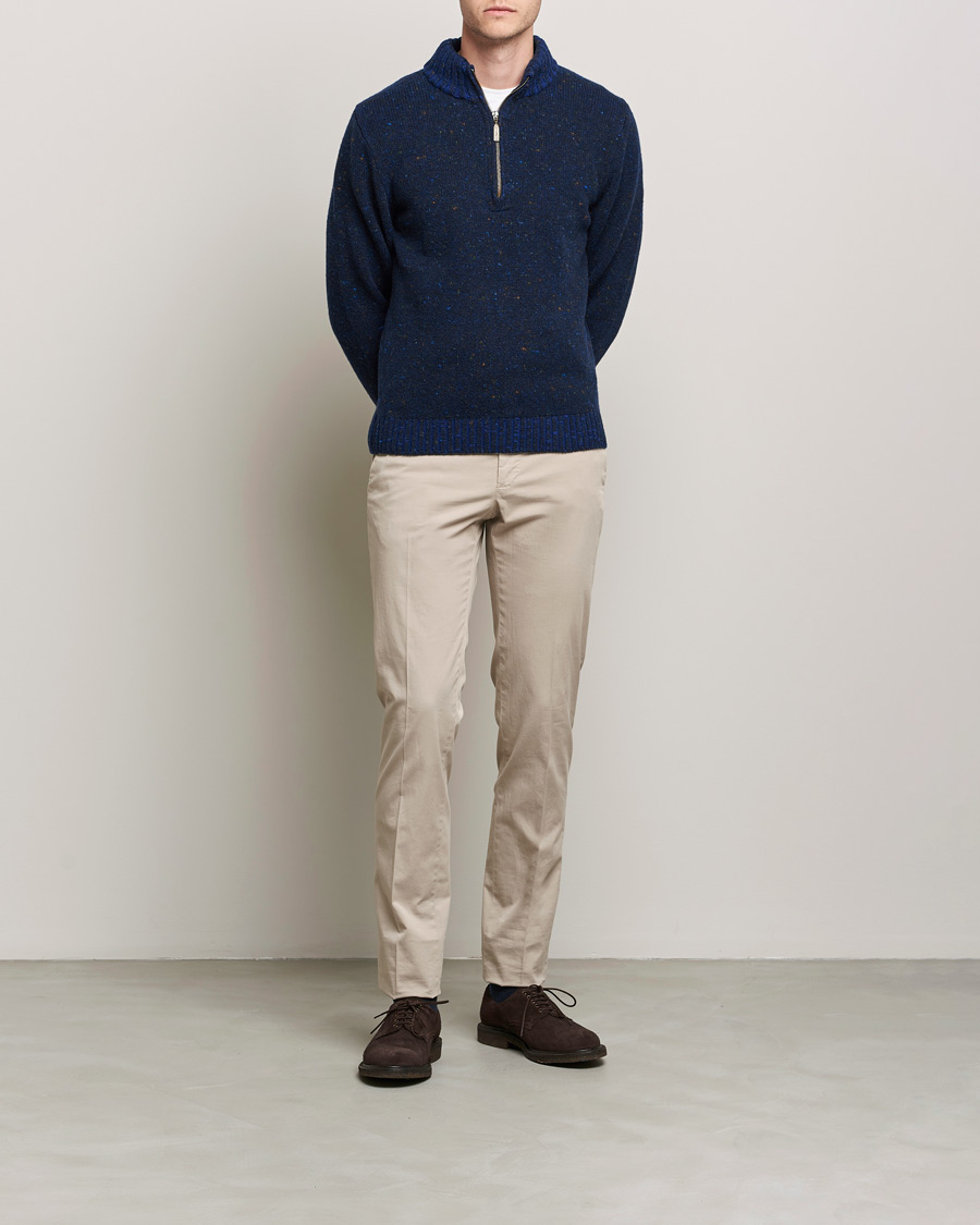 Mies | Puserot | Inis Meáin | Wool/Cashmere Half Zip Navy