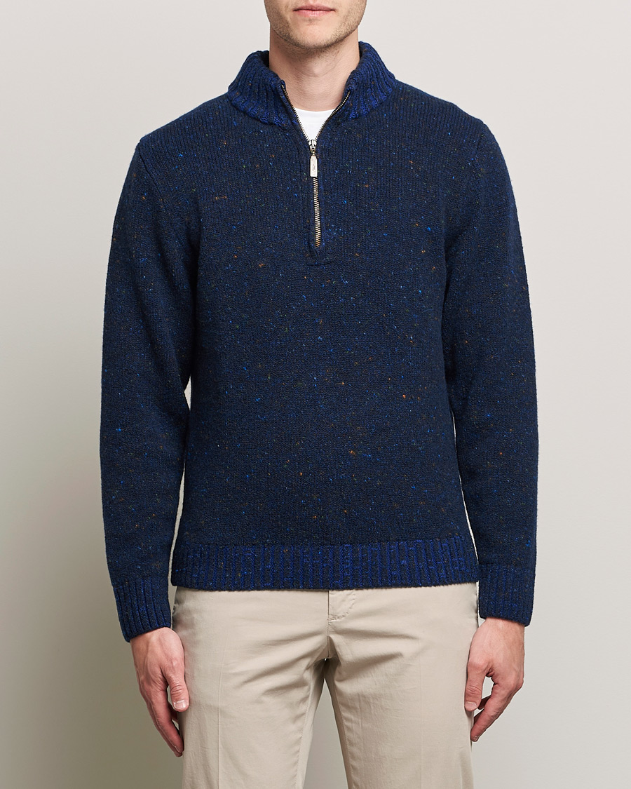 Mies |  | Inis Meáin | Wool/Cashmere Half Zip Navy