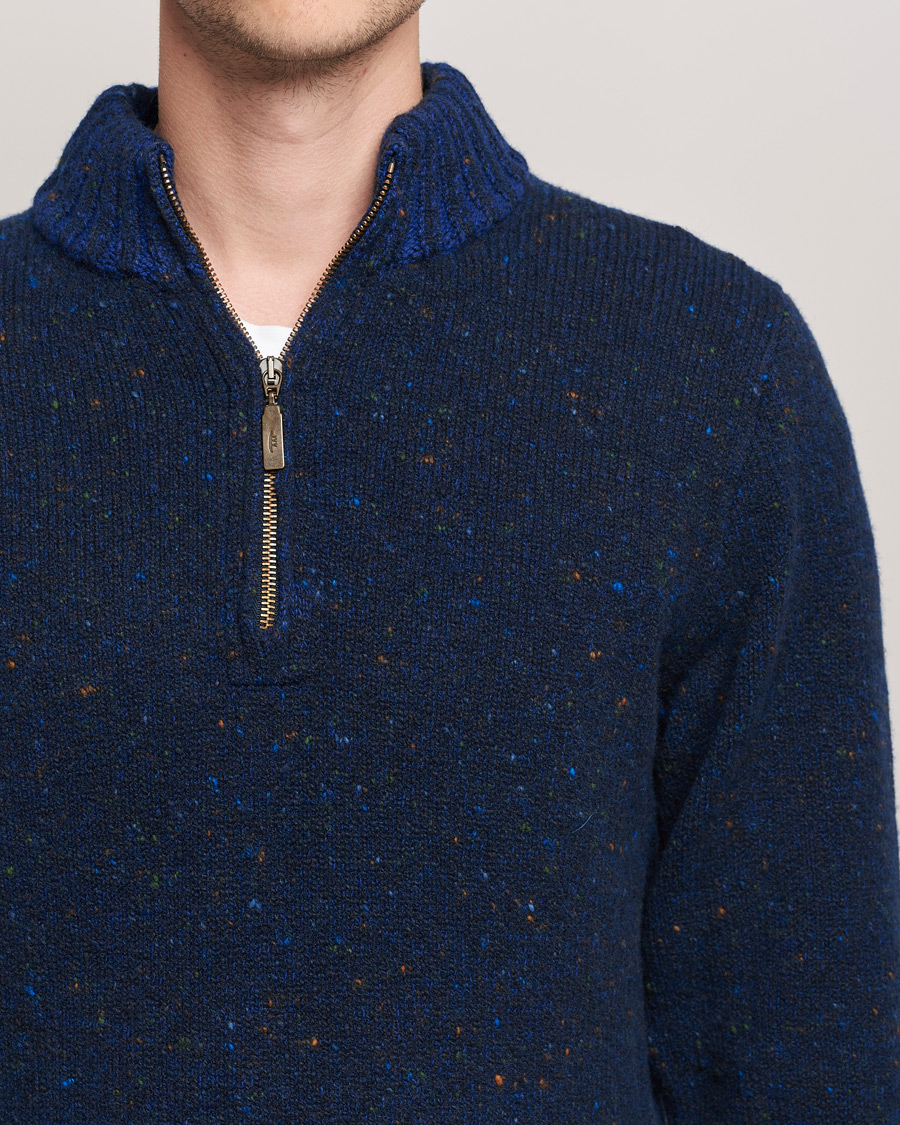 Mies | Puserot | Inis Meáin | Wool/Cashmere Half Zip Navy