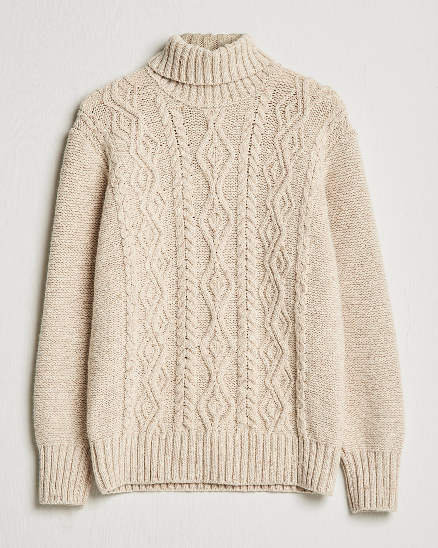 Mies | Puserot | Inis Meáin | Wool/Cashmere Aran Turtleneck Beige