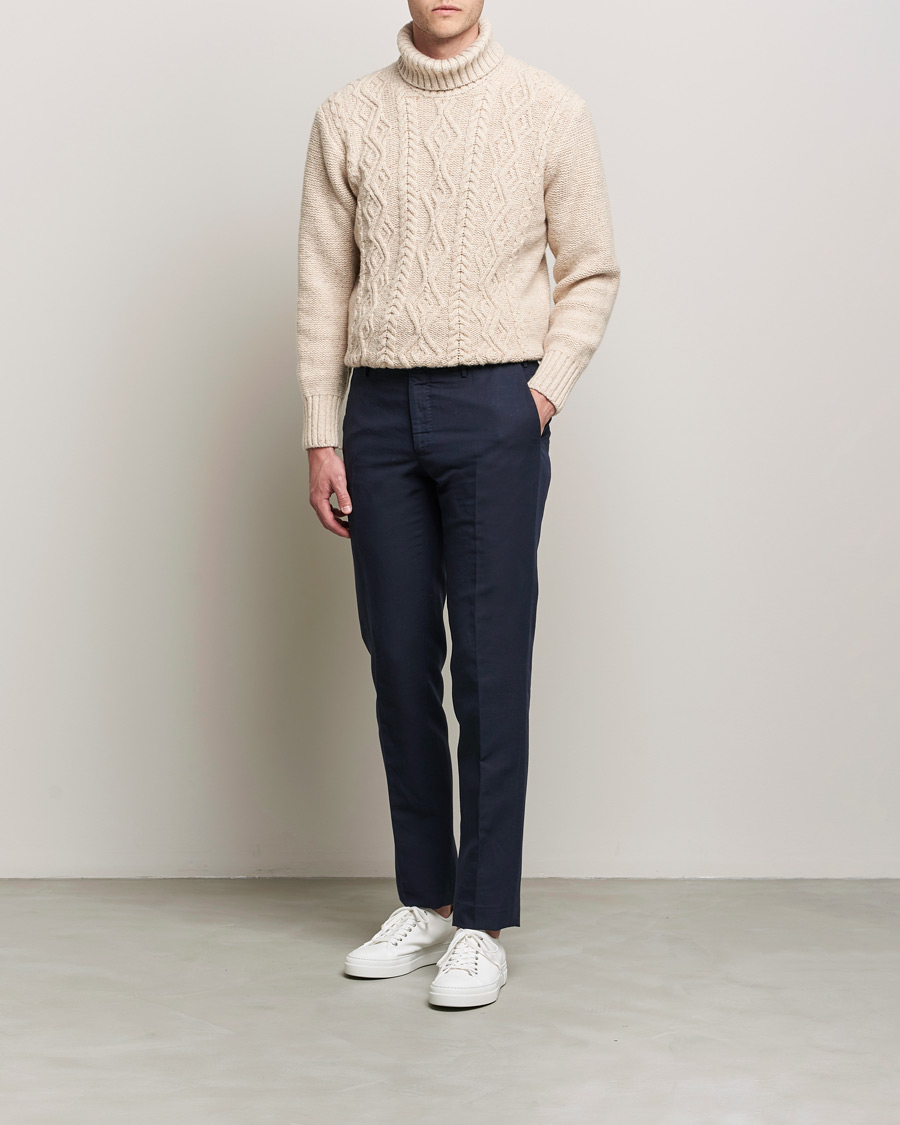 Mies | Puserot | Inis Meáin | Wool/Cashmere Aran Turtleneck Beige