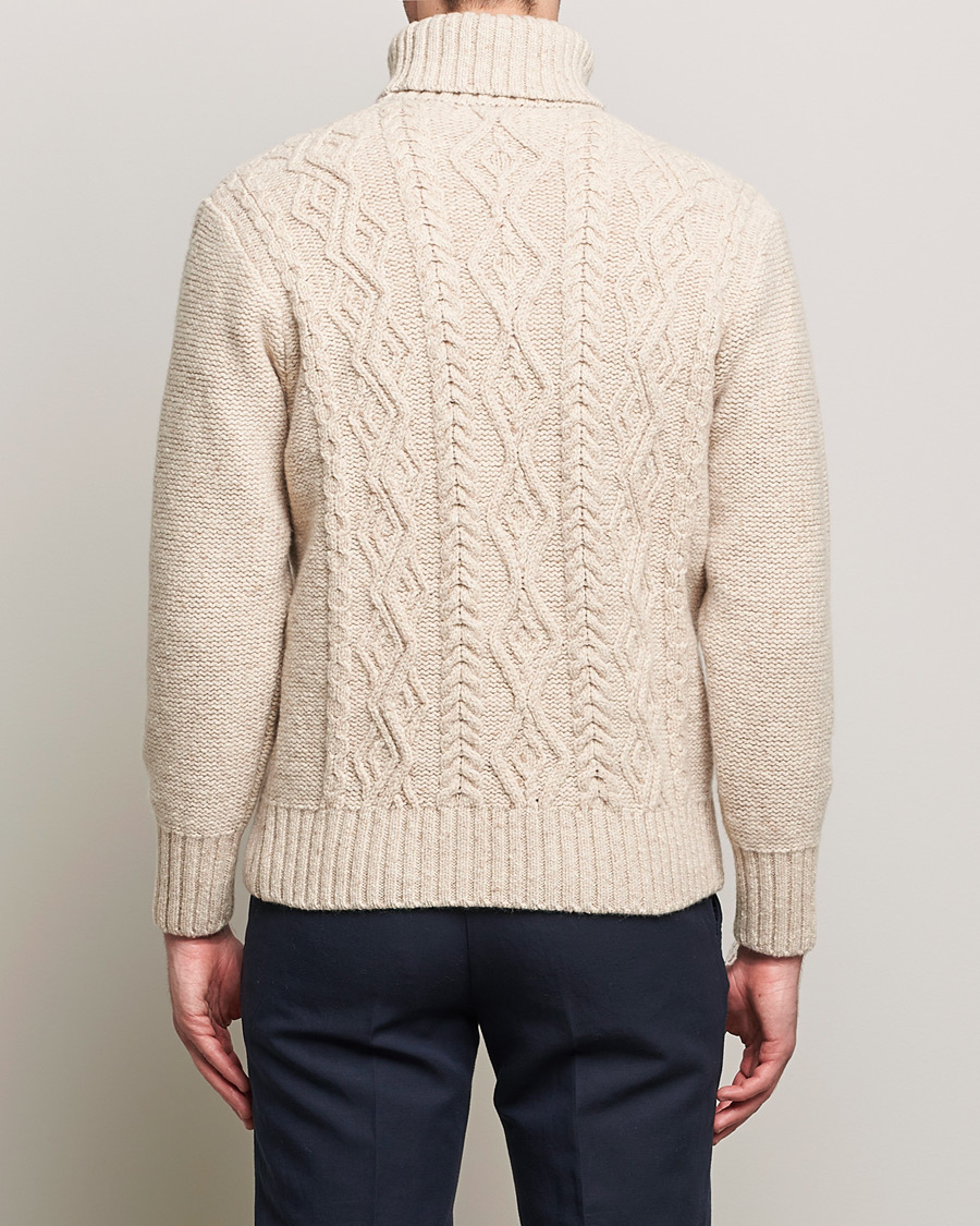Mies | Puserot | Inis Meáin | Wool/Cashmere Aran Turtleneck Beige