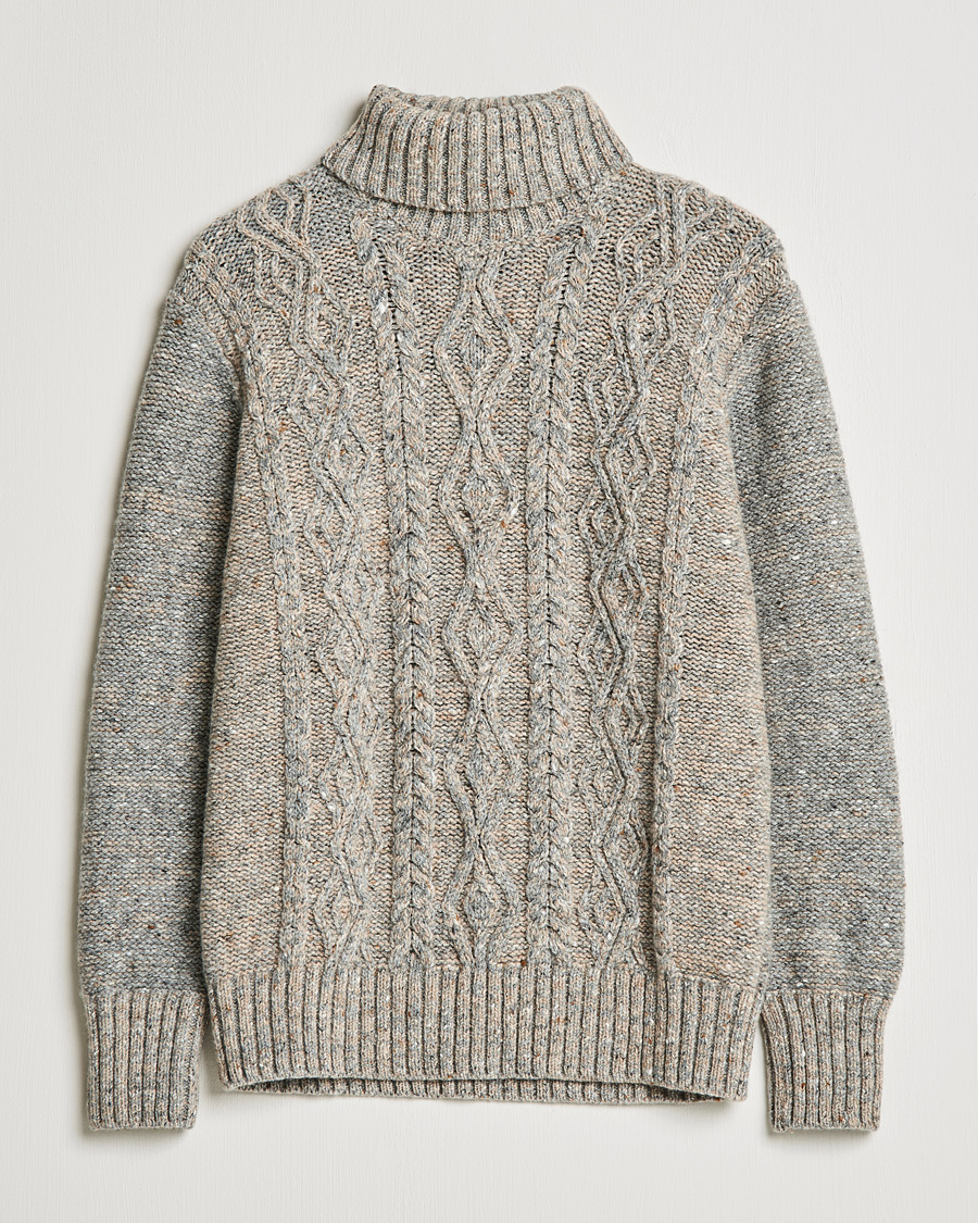 Mies | Puserot | Inis Meáin | Wool/Cashmere Aran Turtleneck Grey